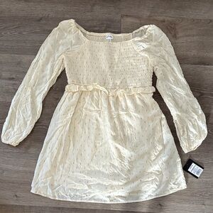 Charming Cream & Gold Girls Dress - L 10/12 - NWT